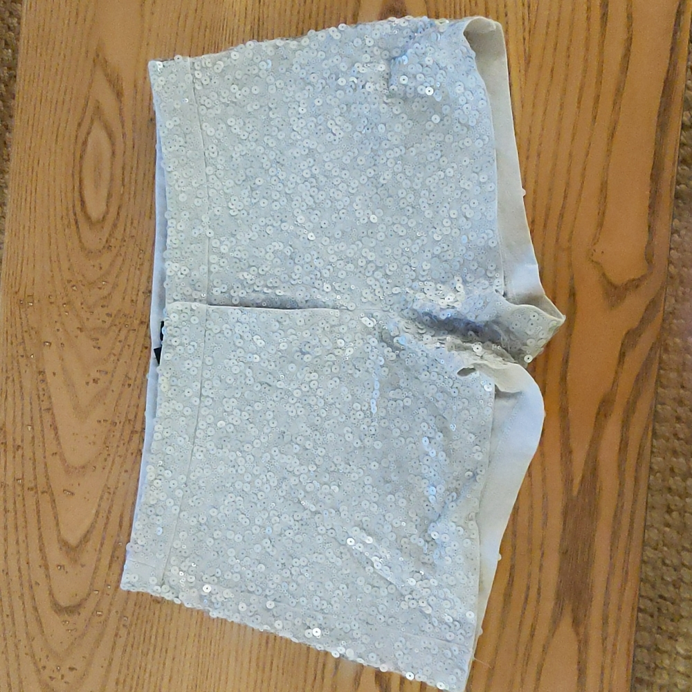Express White Sequin Shorts